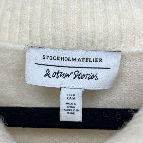 & OTHER STORIES Pearl Wool Alpaca Cozy Fall Cream Quarter Zip Up Sweater Jumper - Picture 4 of 10